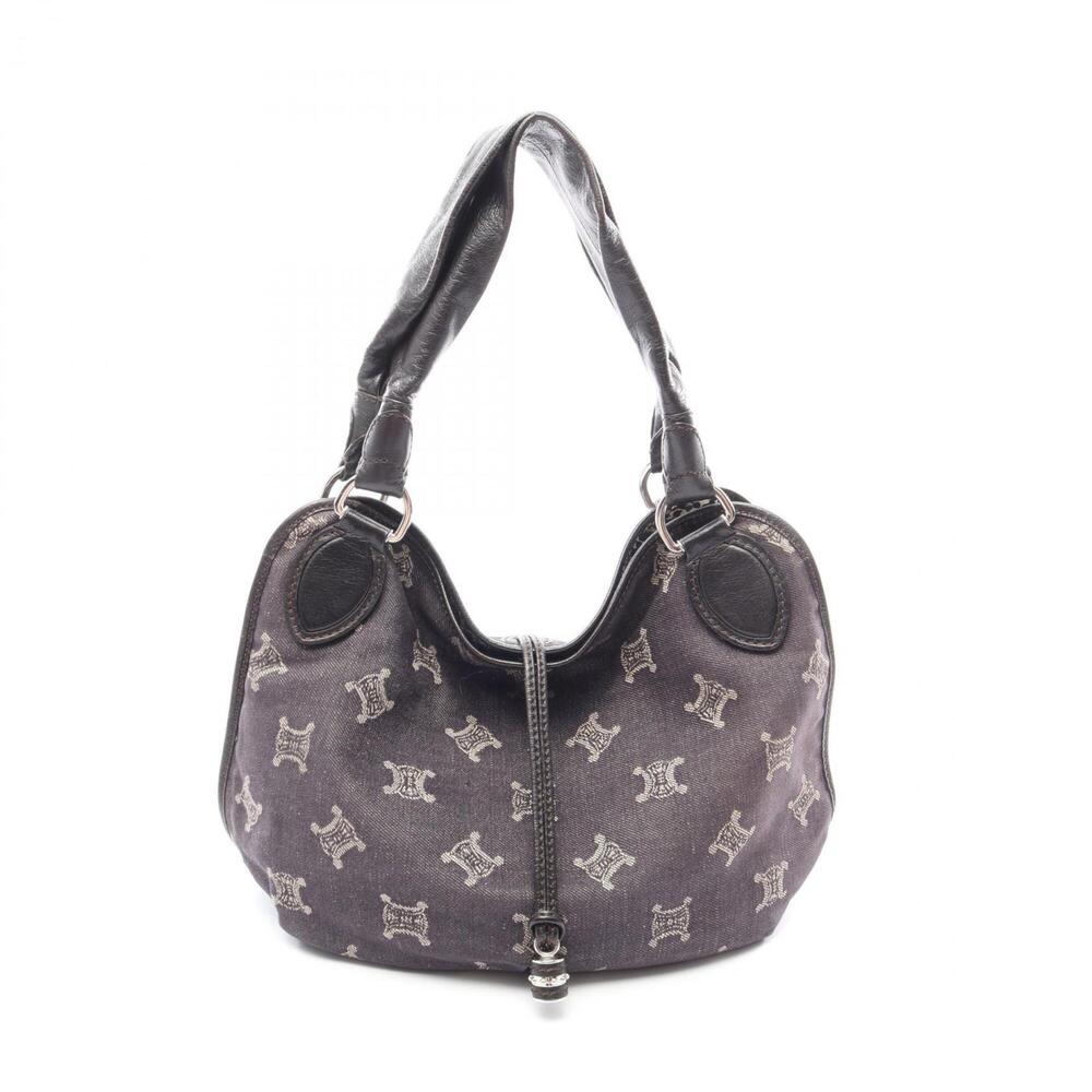 Celine Bittersweet Paris Macadam Handbag, Denim Leather, Women's, Navy/Brown